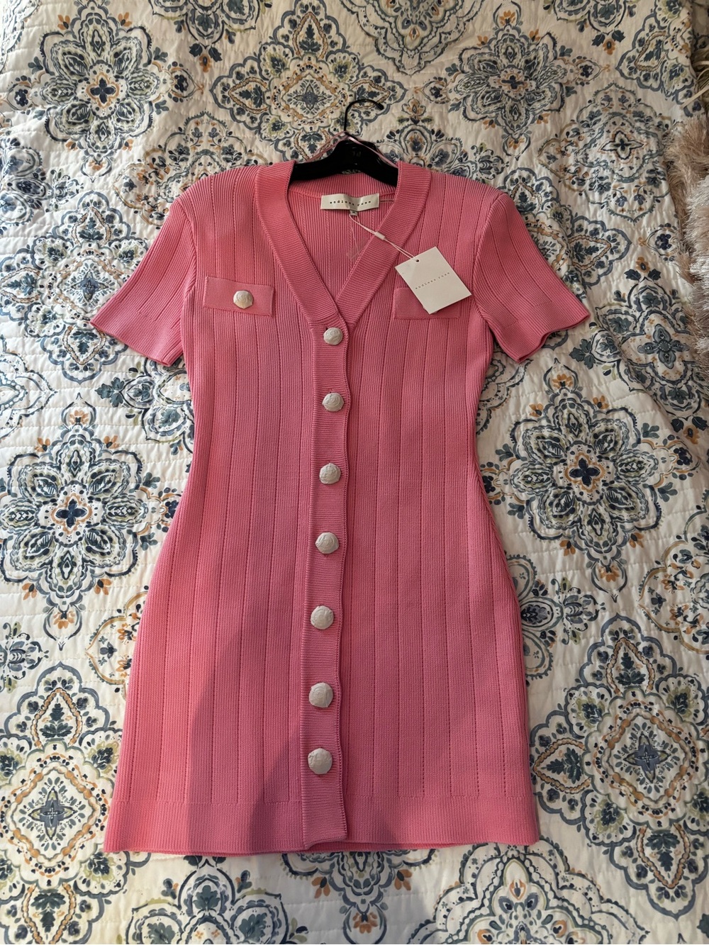 Endless Rose Pink Ribbed Button-Front Mini Dress - Picture 2 of 6